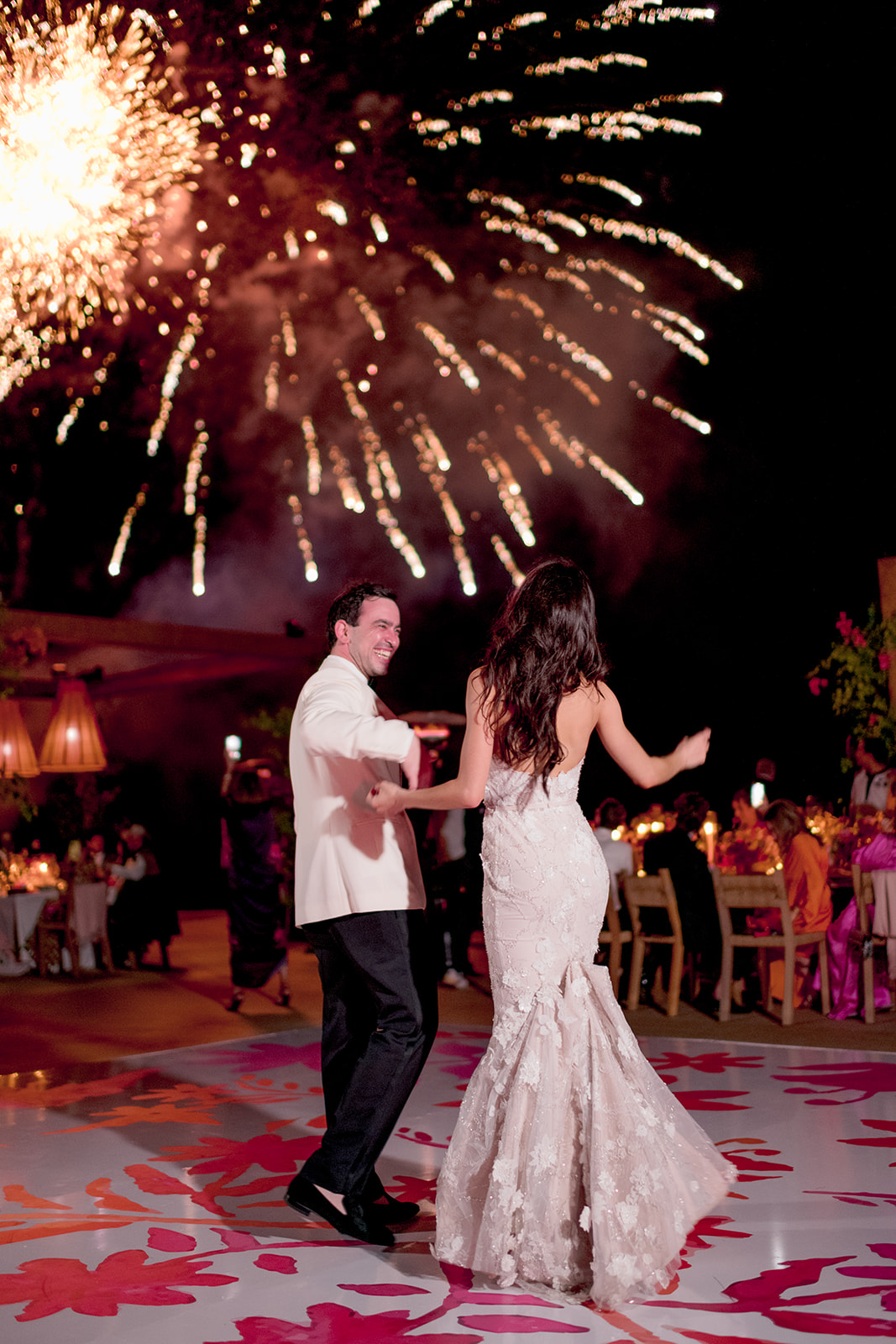 Fireworks destination wedding first dance