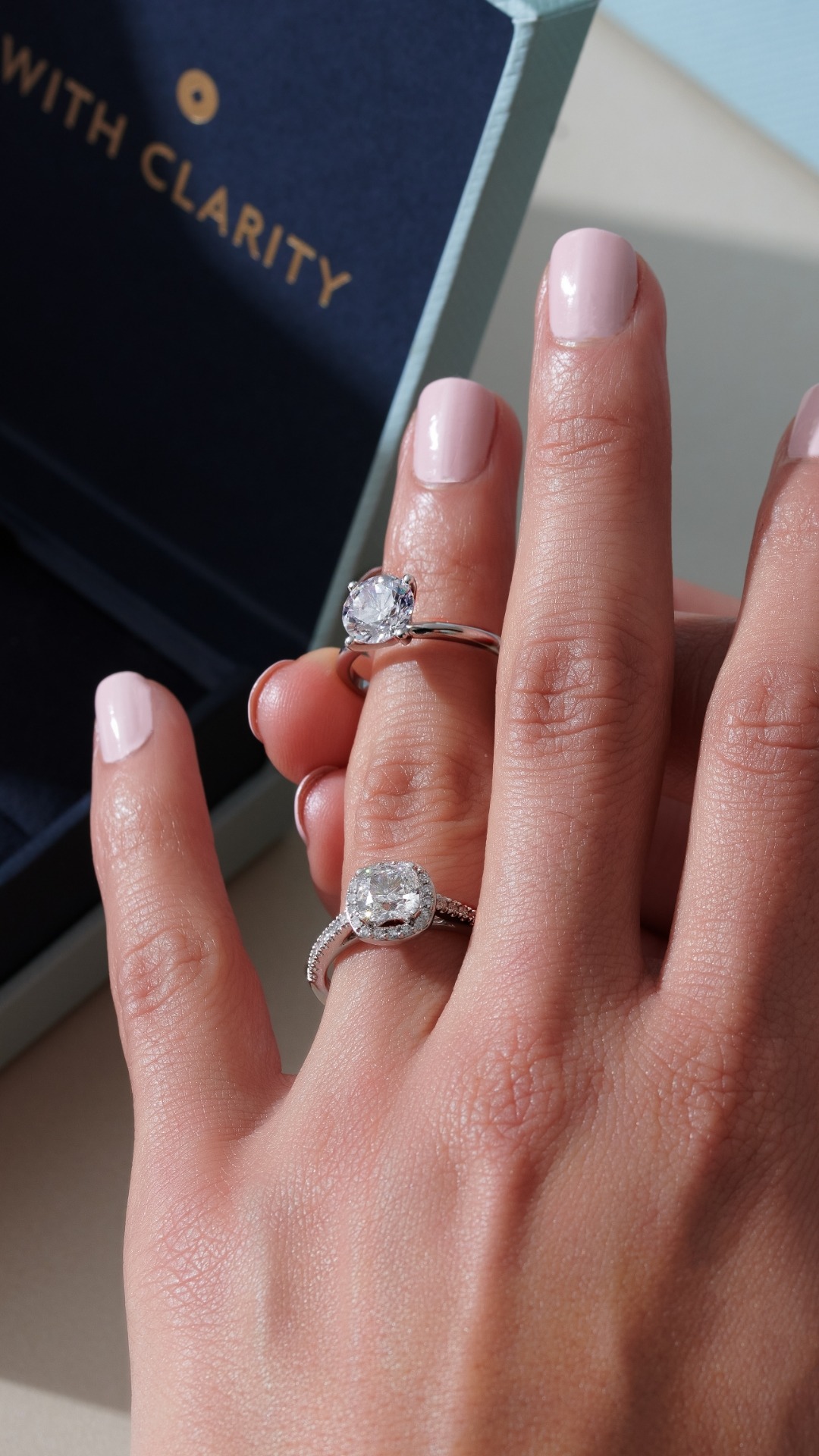 At home engagement ring try on