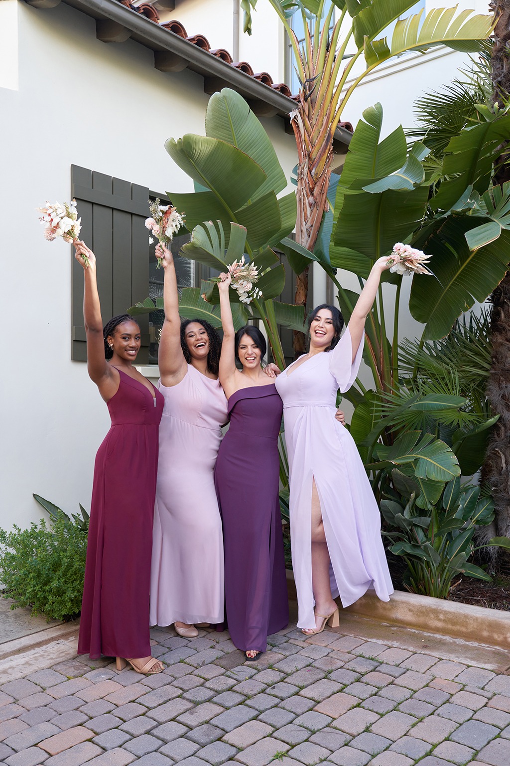 Leading Ladies LA bridesmaids in purple