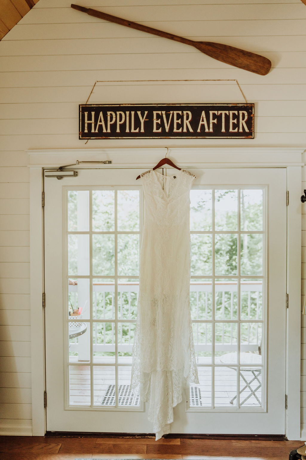wedding dress hanging photo