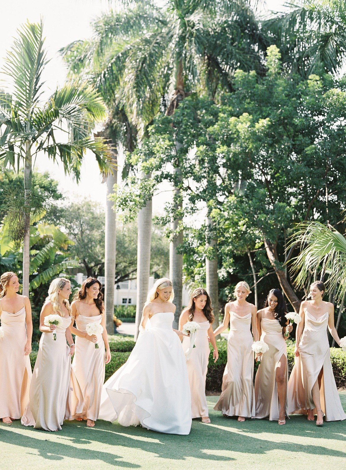 champagne pink bridesmaid dresses