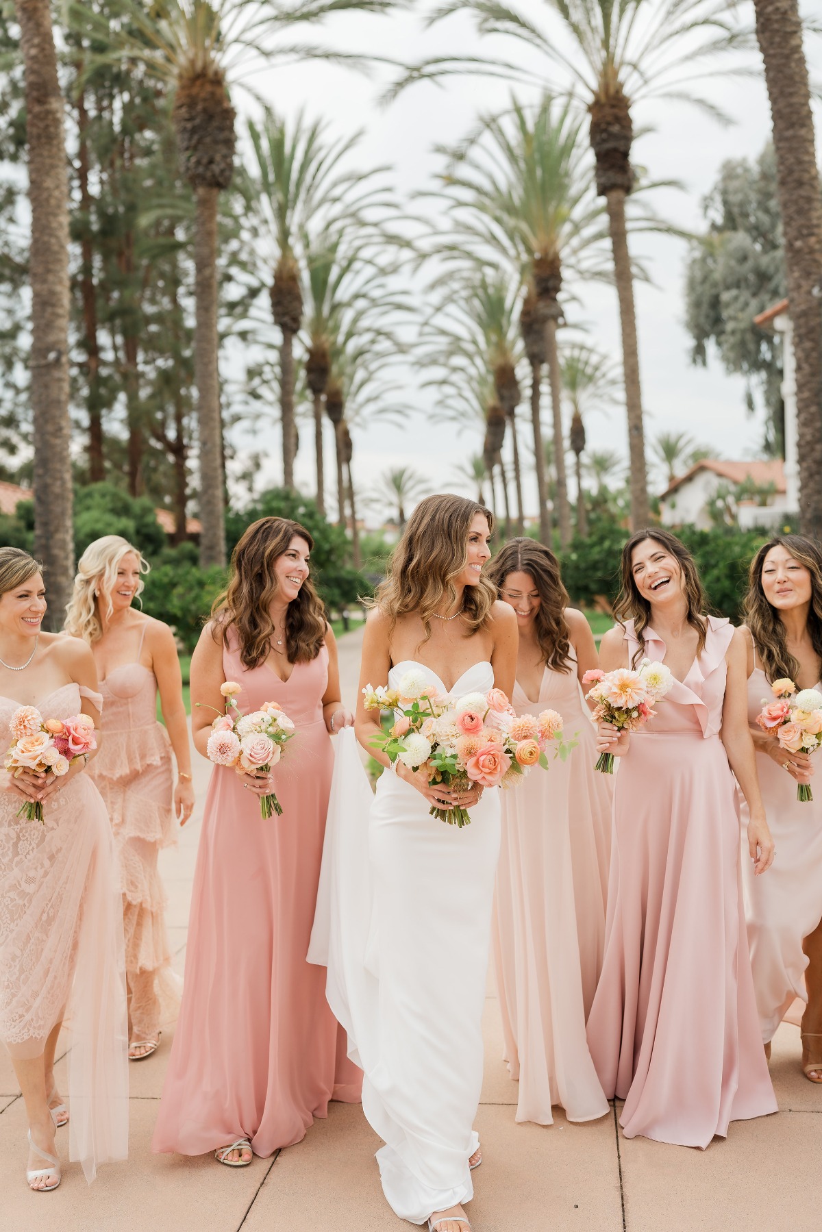 California bridesmaids in pastel pink