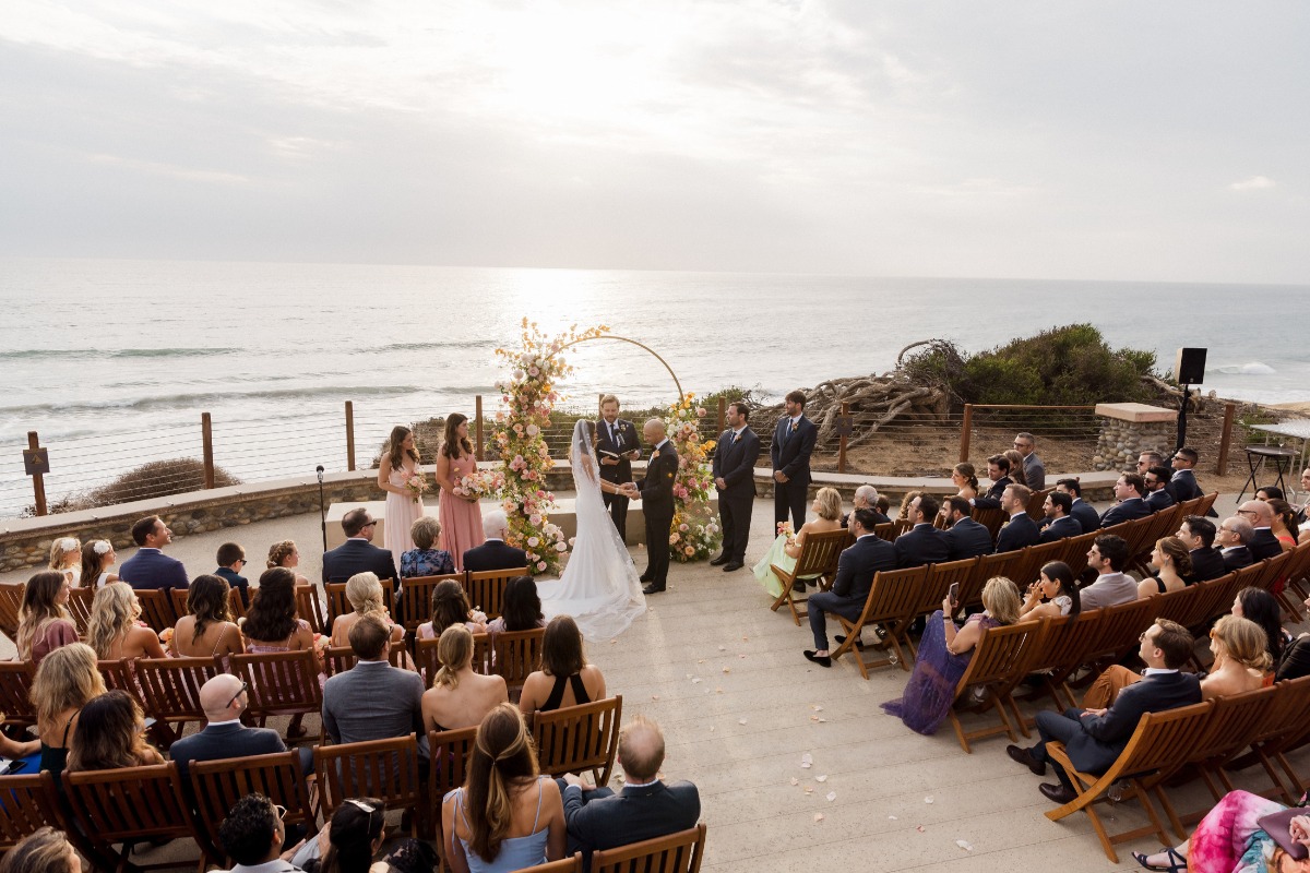 View from beach resort wedding ceremony