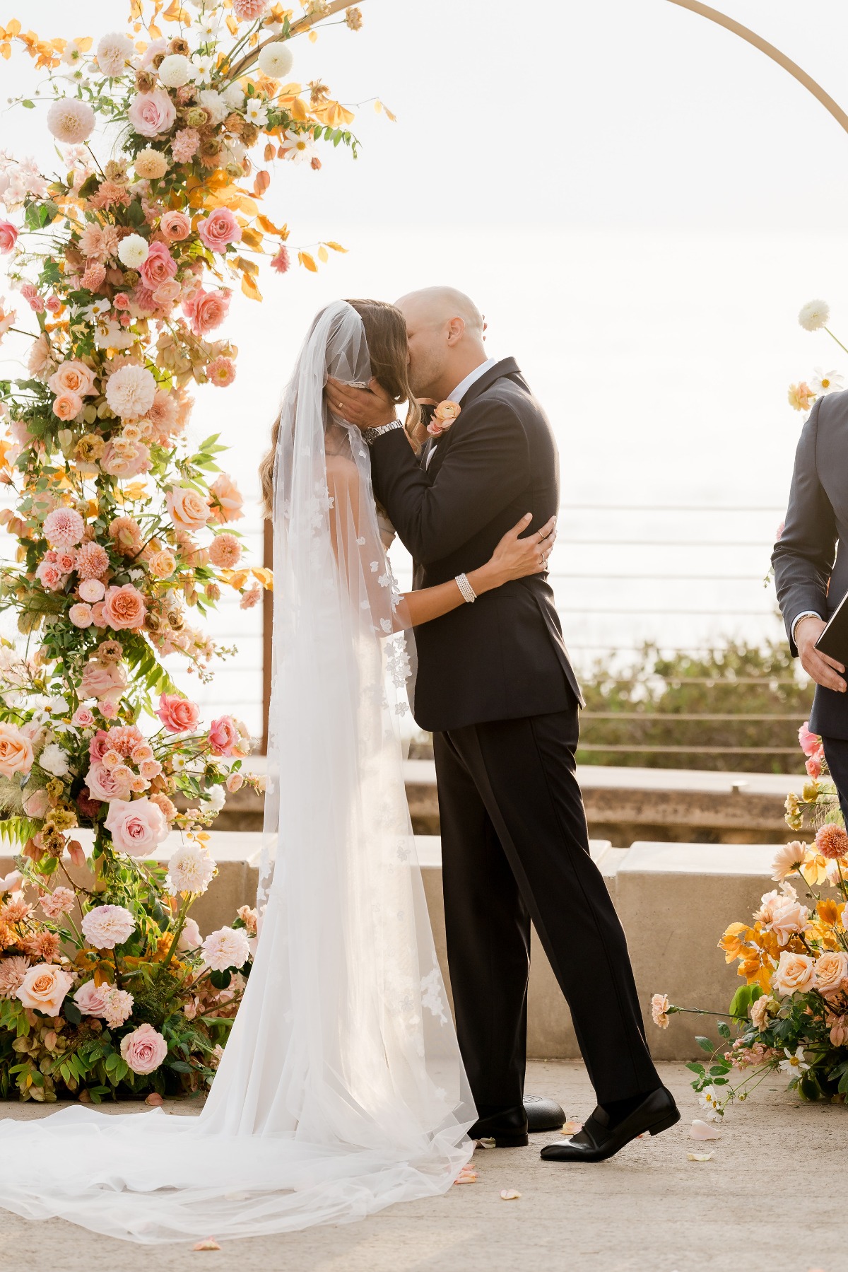 First kiss at California resort wedding
