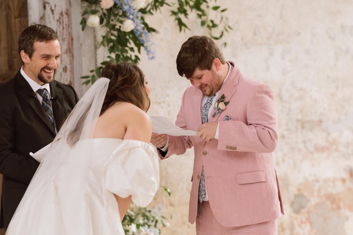 light pink wedding suit