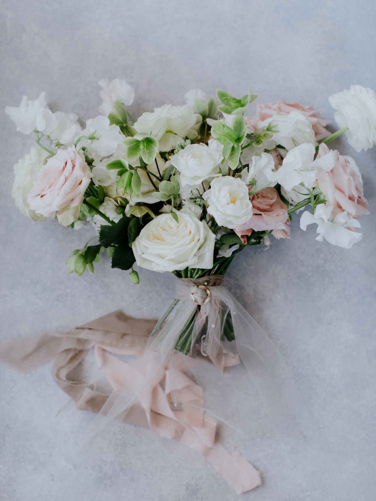 light pink and white wedding bouquet