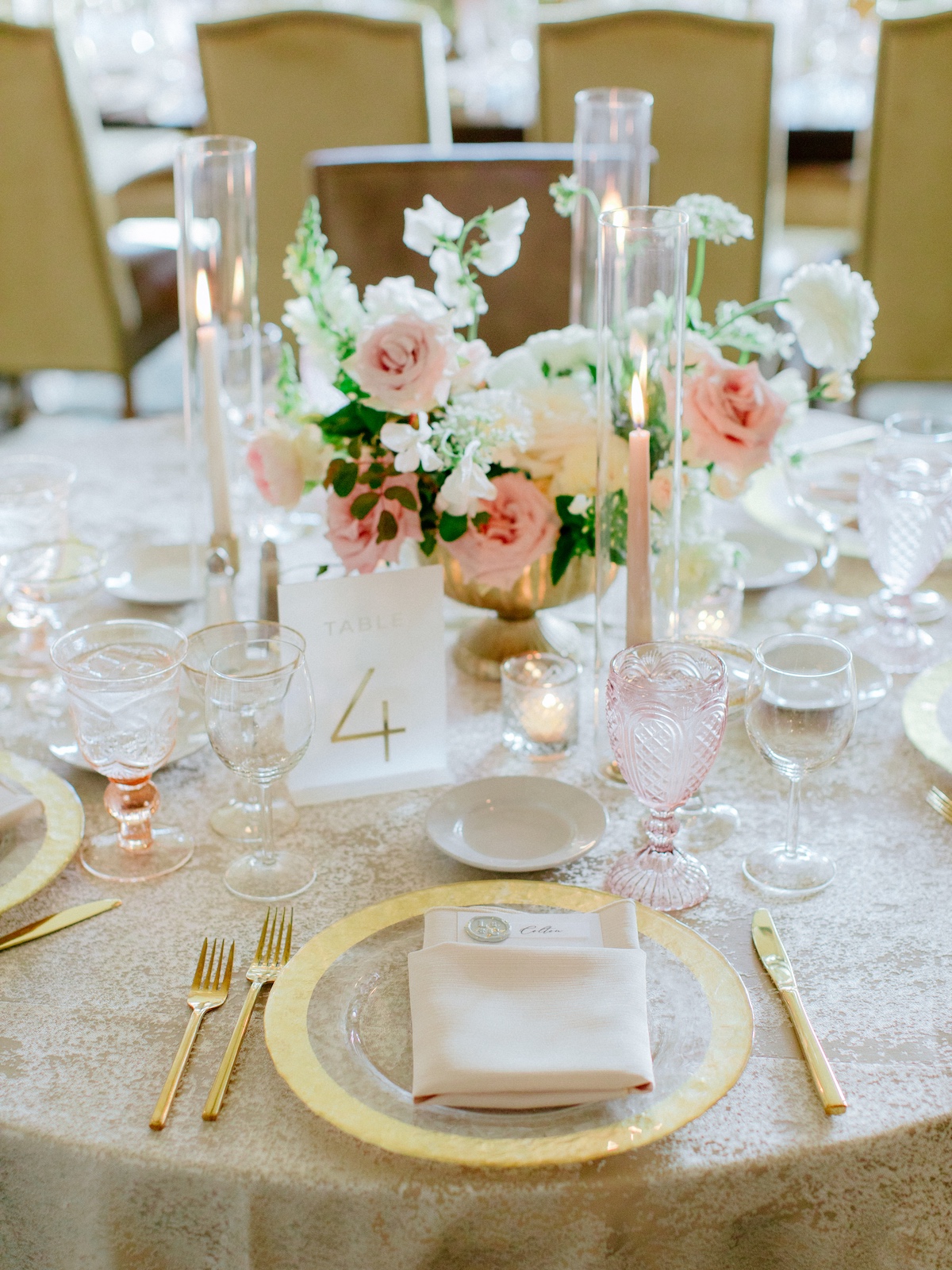 gold rimmed place settings