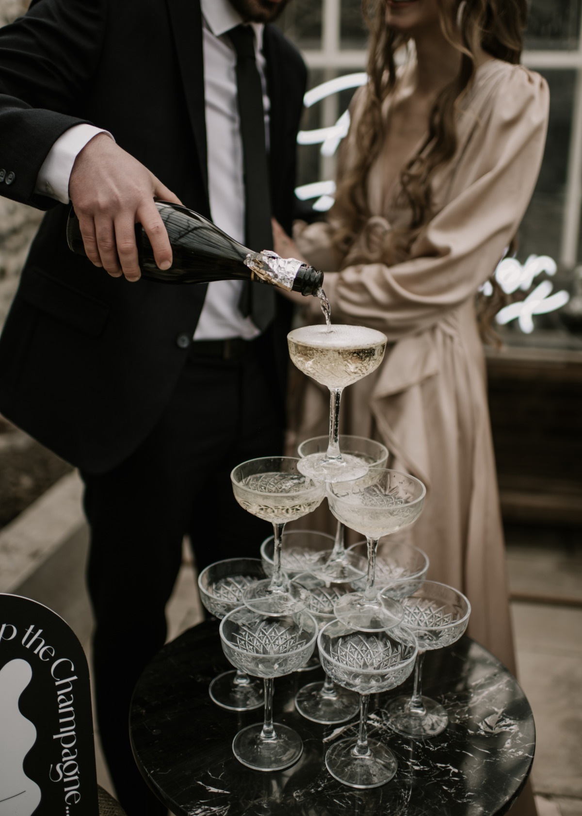 champagne tower moody wedding photography
