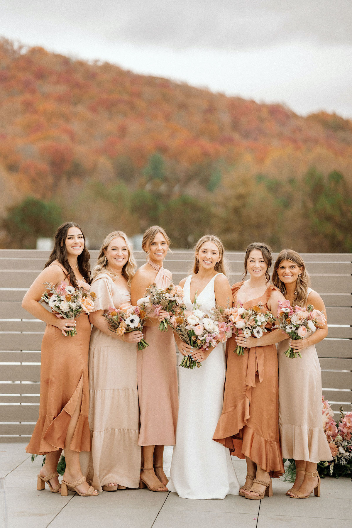 shades of peach bridesmaid dresses