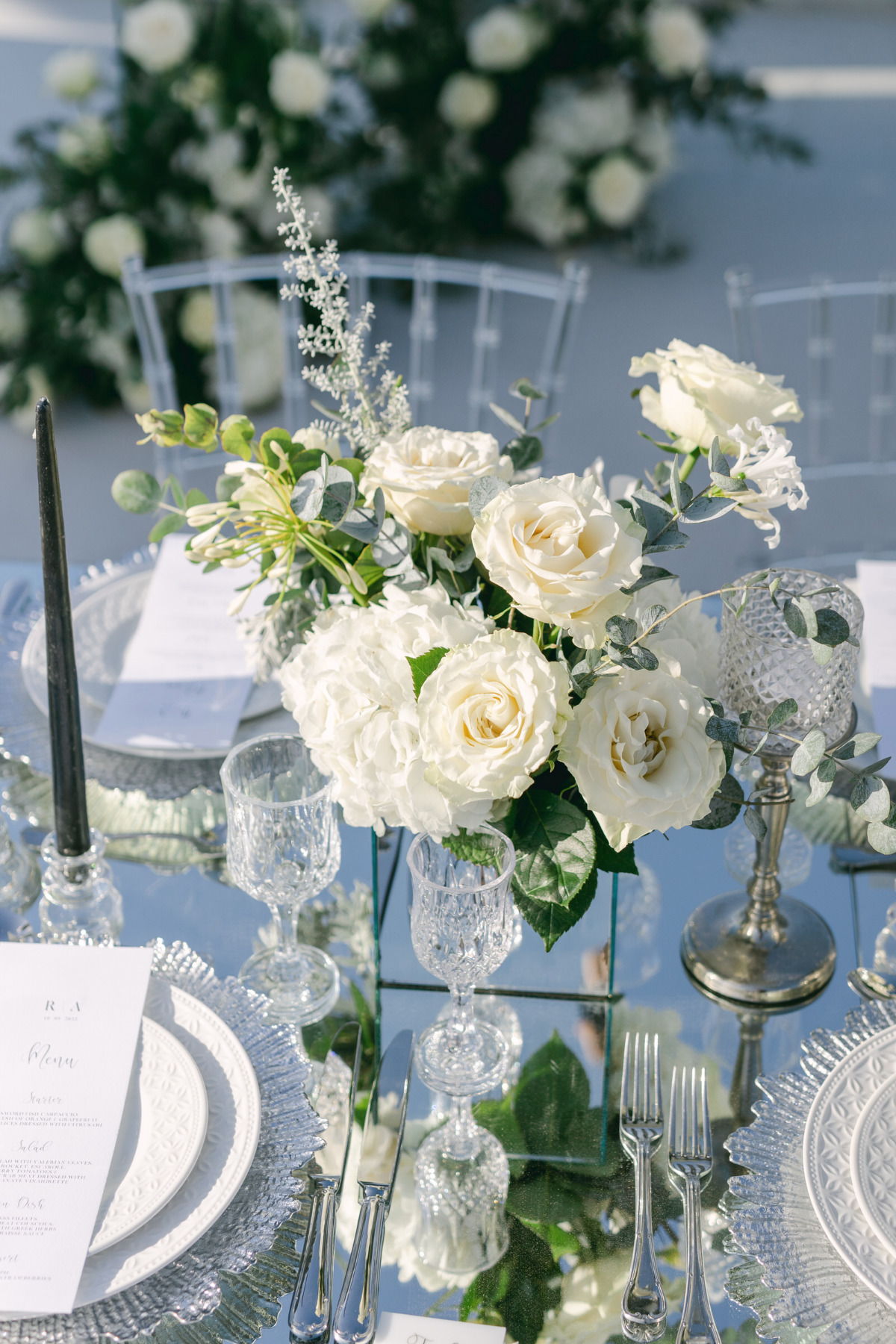 White rose wedding centerpiece
