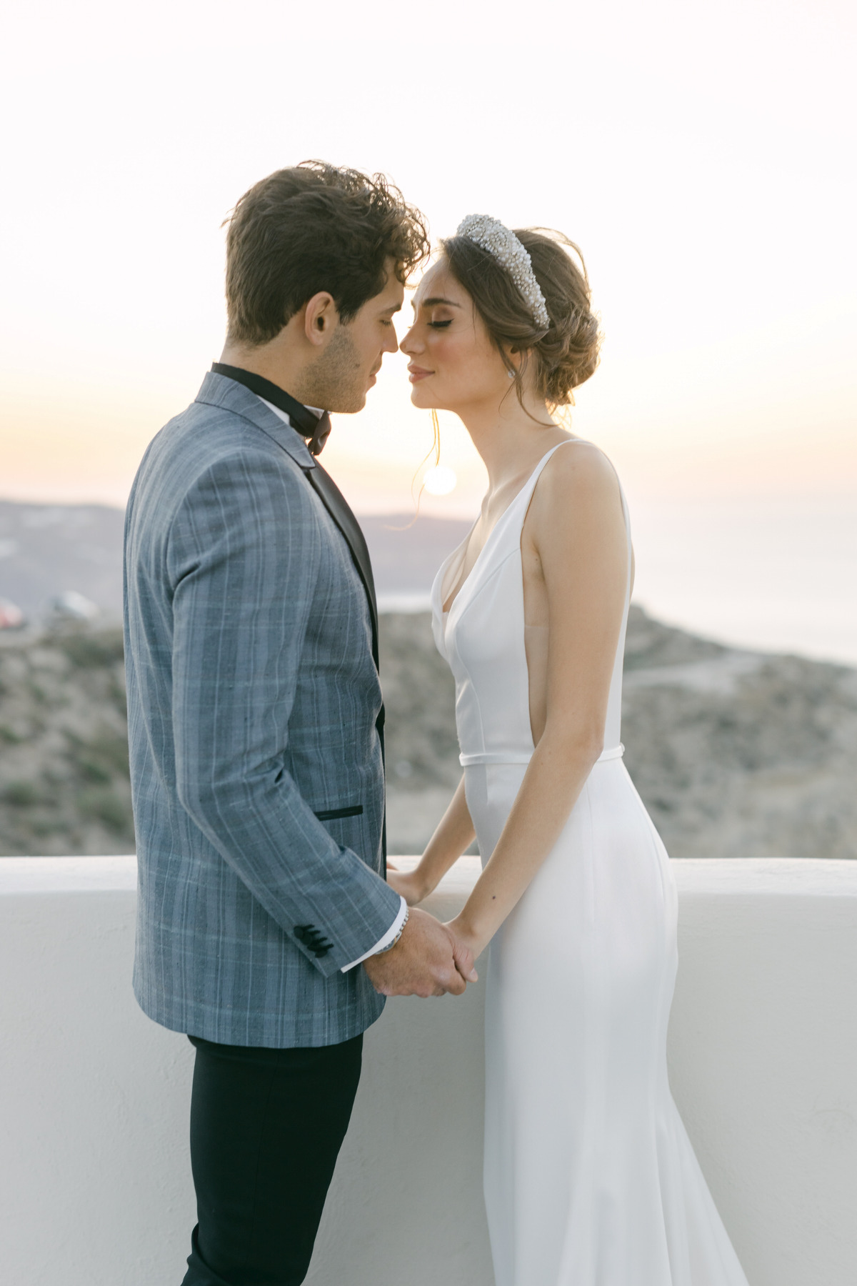 Romantic sunset Santorini wedding
