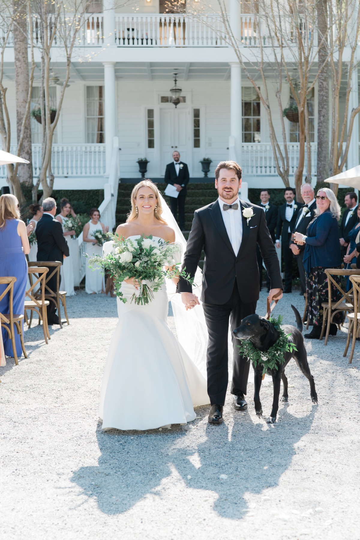 outdoor wedding ceremony with dogs