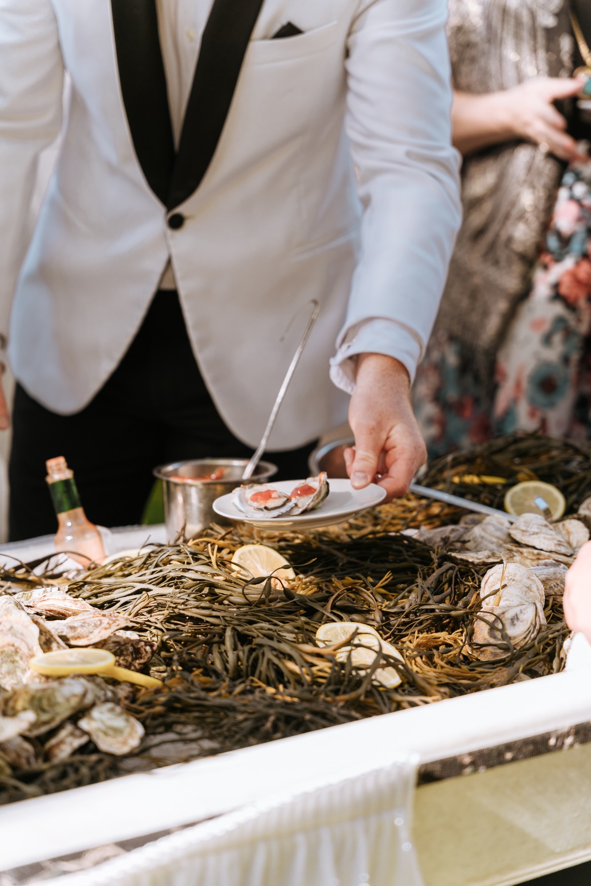 oyster bar at upscale wedding