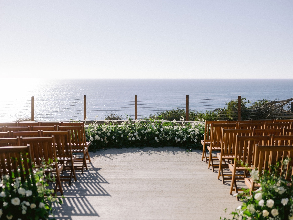 Oceanfront beach resort wedding ceremony