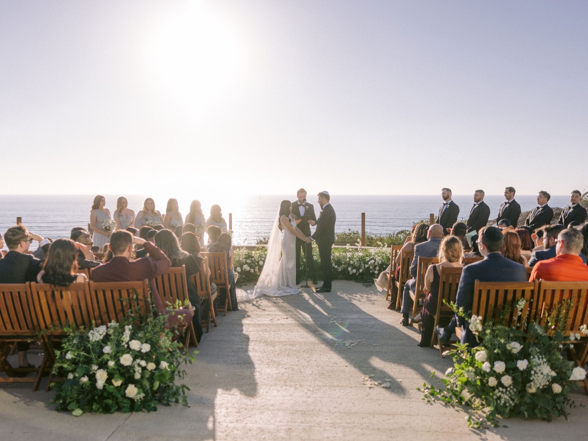 Oceanfront wedding ceremony in California