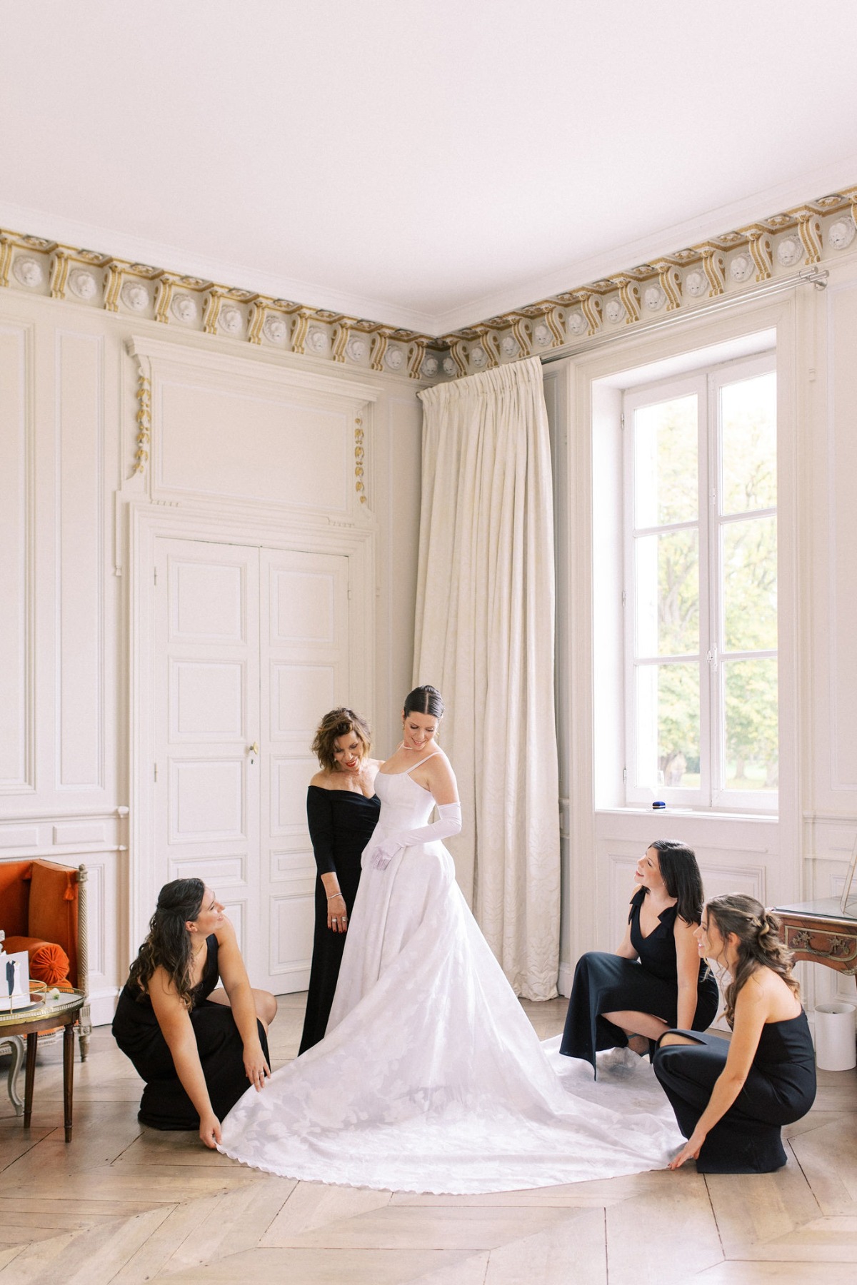 Luxury French chateau bride getting ready 
