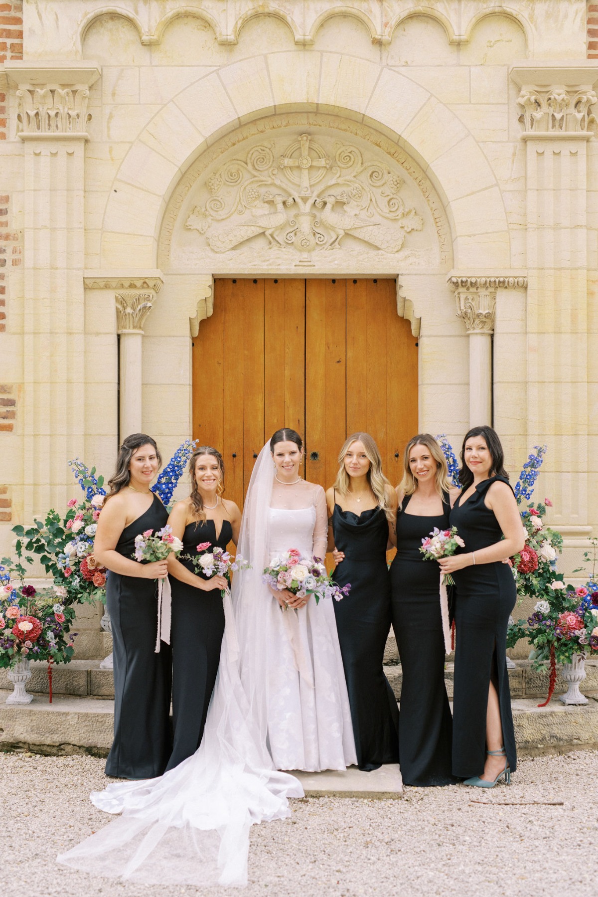 All black bridesmaids dresses