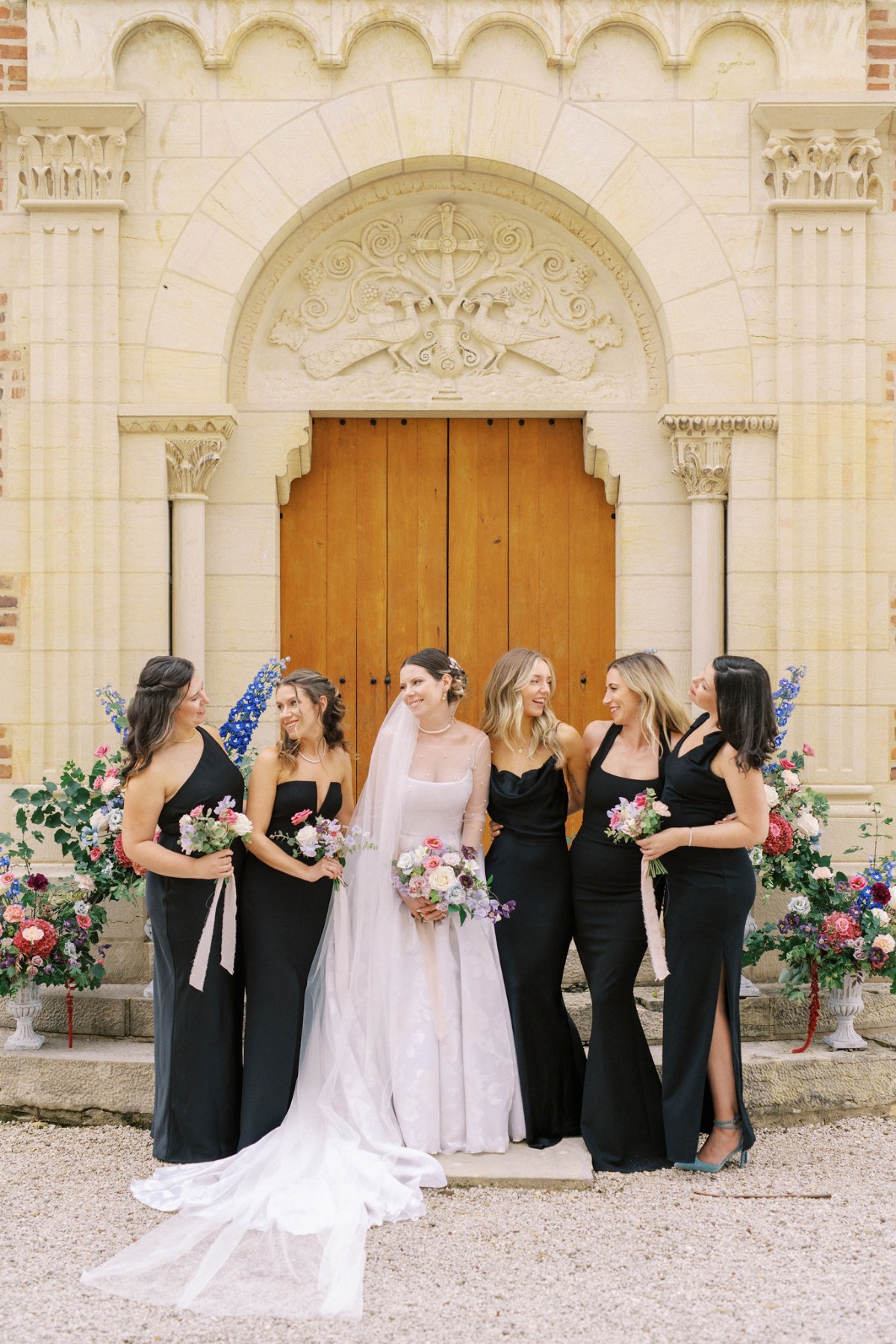 Monochrome French bridal party fashion