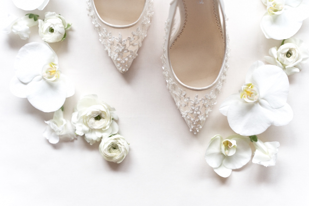see-through beaded wedding shoes