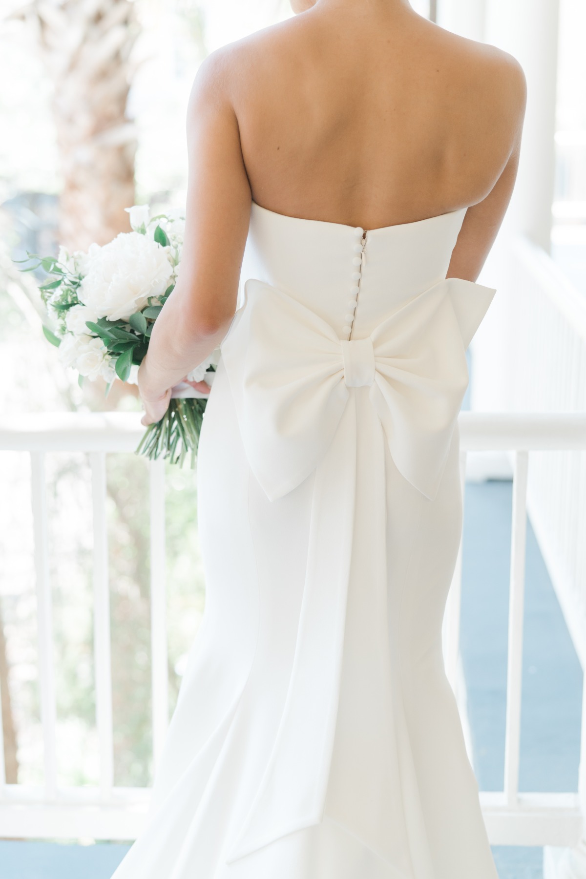 bow back wedding dress