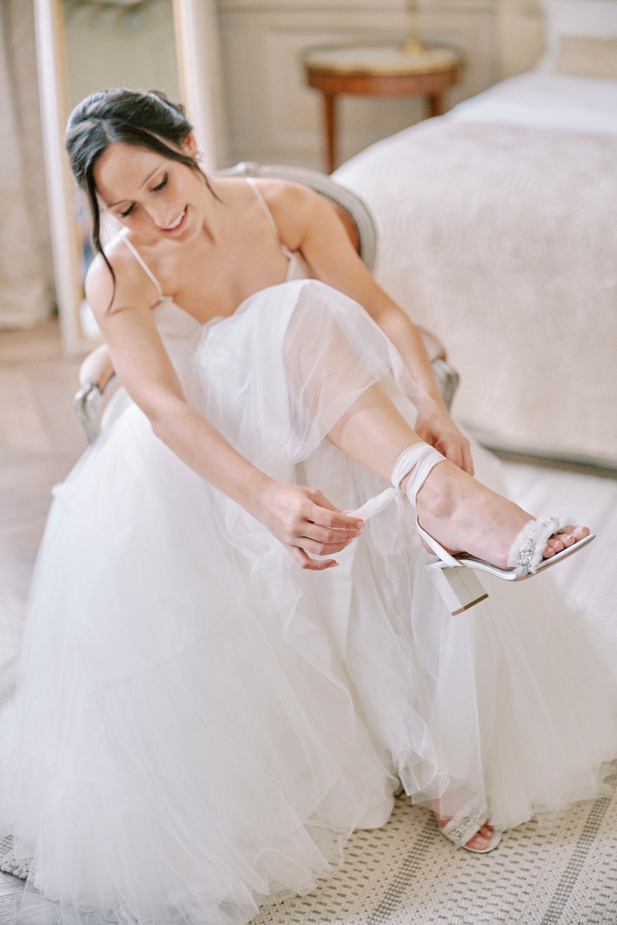 tied wedding shoes