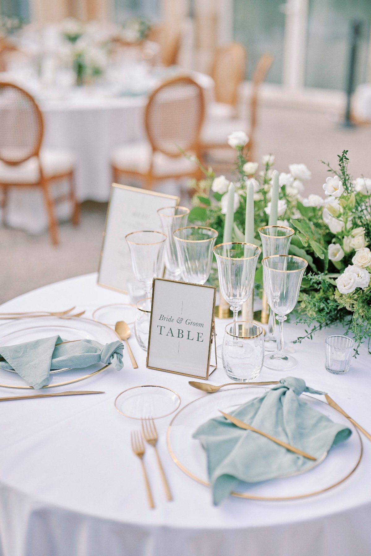 French font wedding table signs