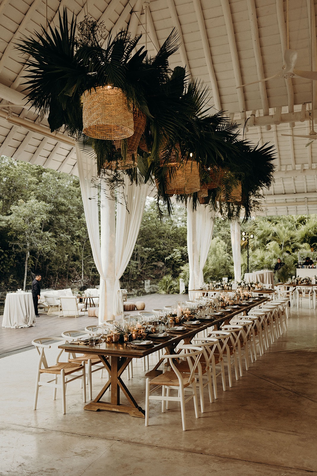 earthy wedding reception decor