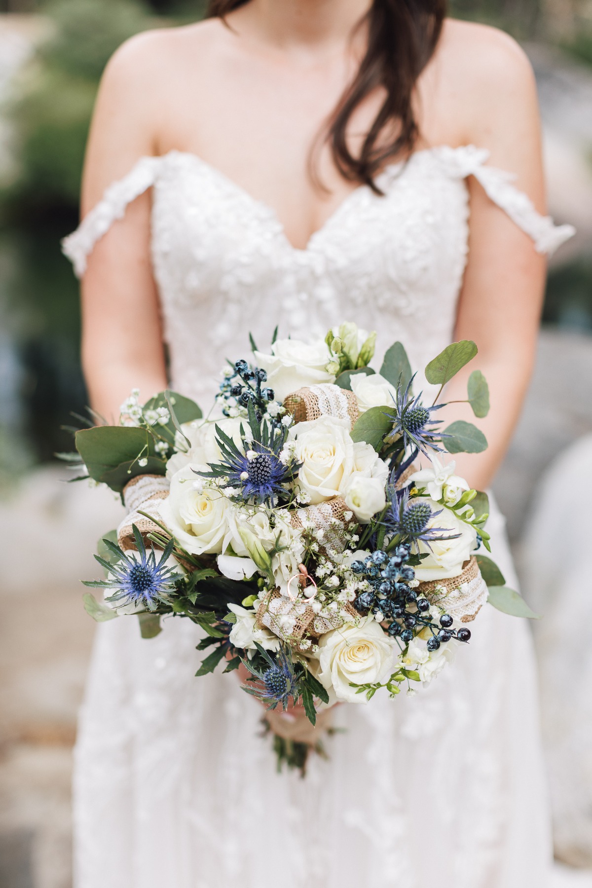 bridal bouquet with thistle