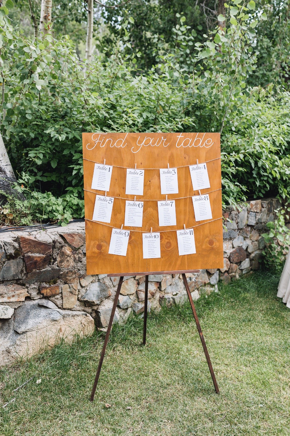 wood seating chart for wedding reception