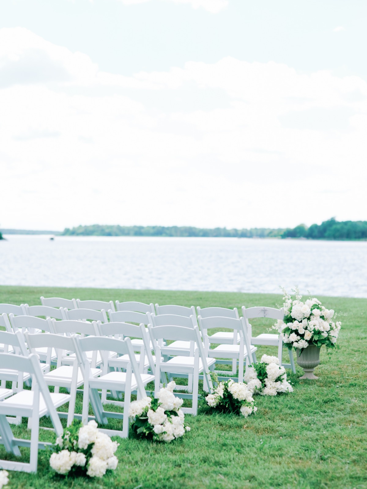 Simple white floral wedding ceremony
