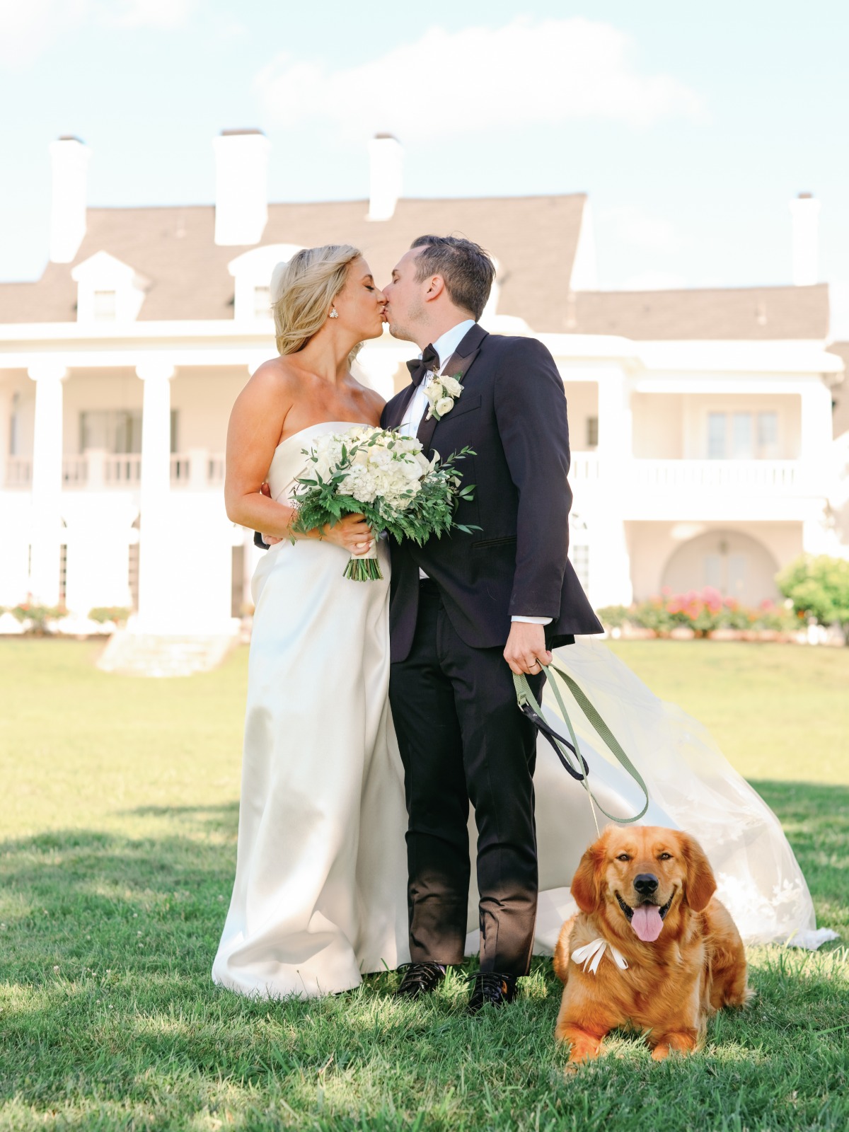 Maryland wedding couple with dog ring bearer