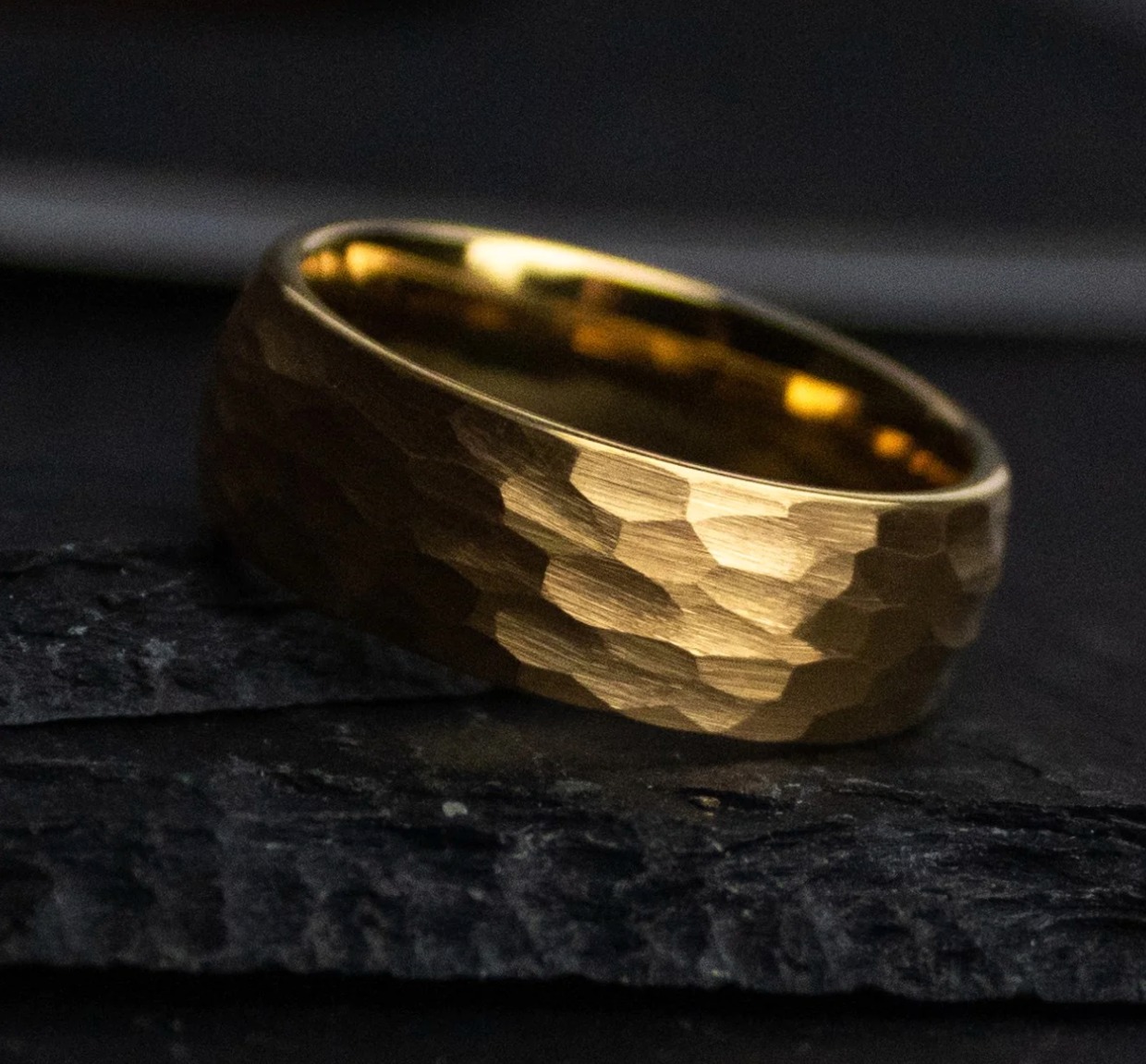 Gold hammered Freya ring