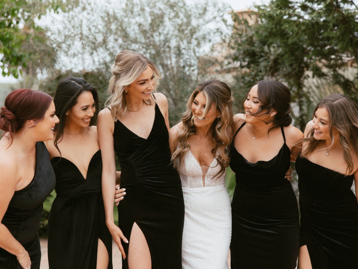 black velvet bridesmaids