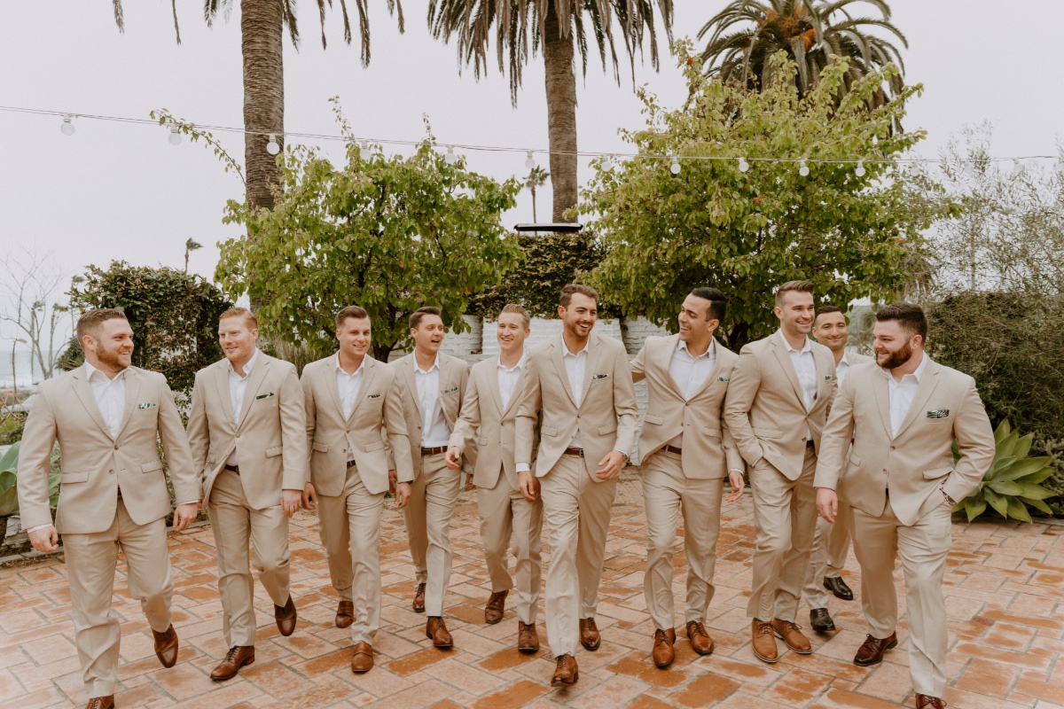 beige and white groomsmen