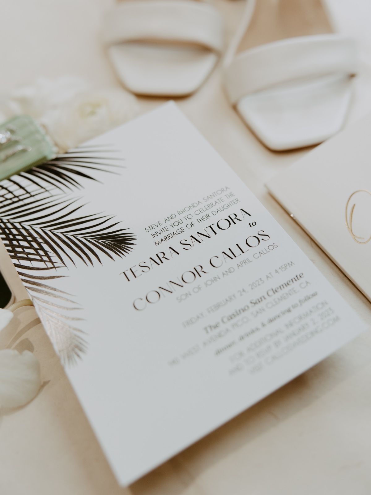 white wedding invites
