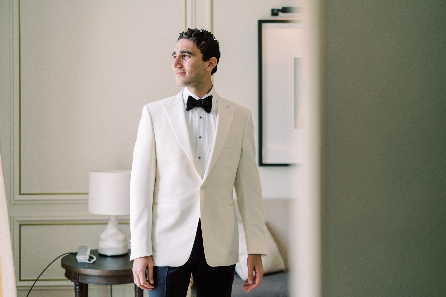 black and white tux for groom