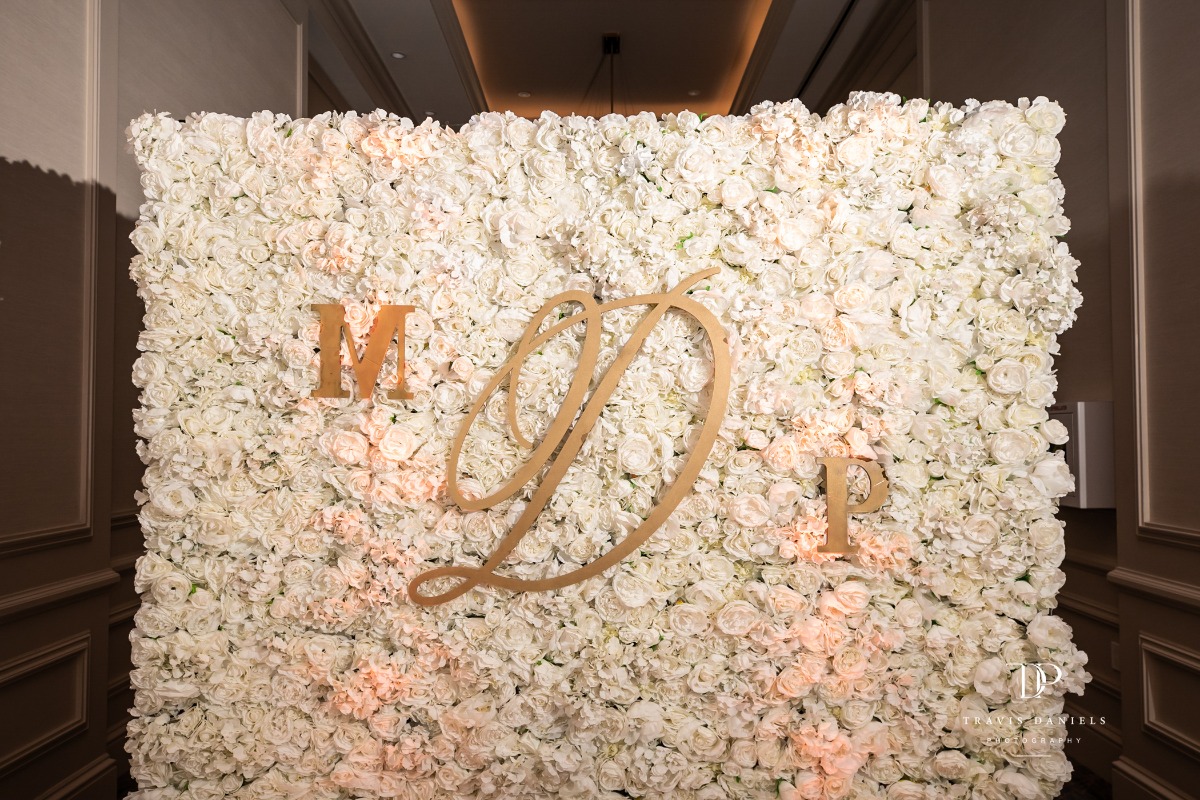 monogrammed floral wall