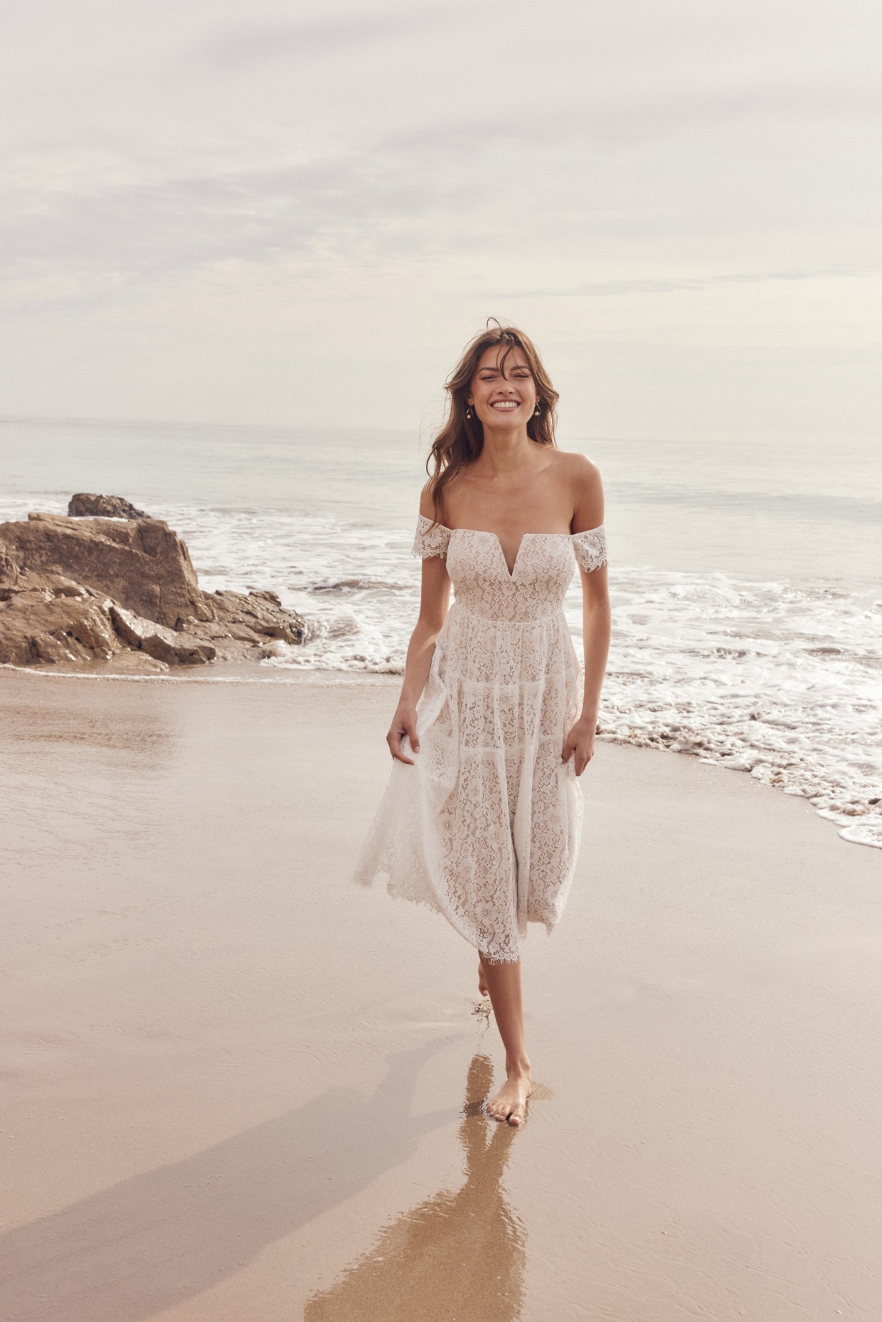 beachy white lace dress from Lulus