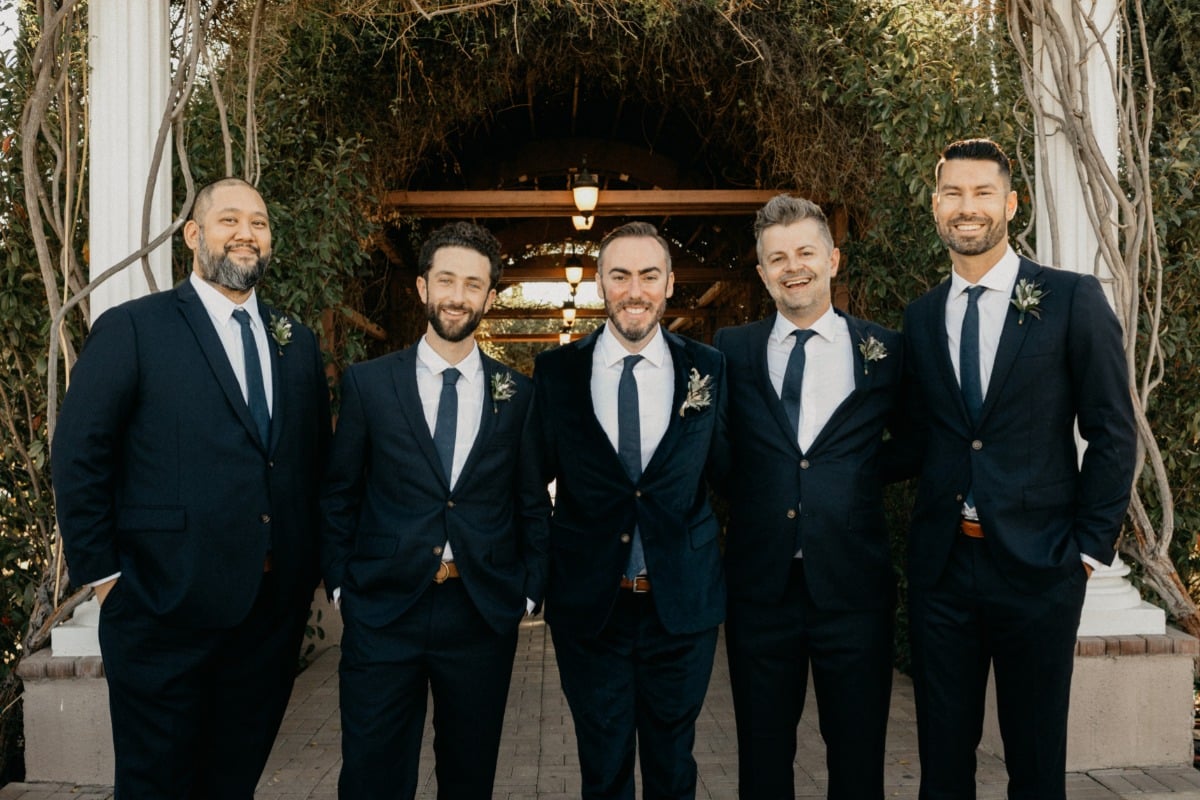 groomsmen in navy blue