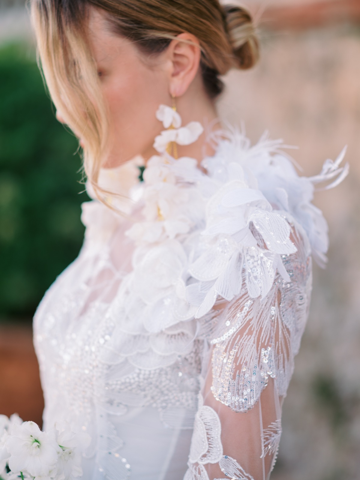 custom floral embroidered wedding dress