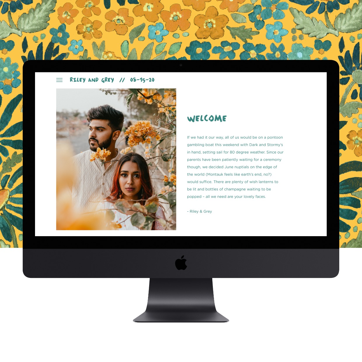wedding website welcome page from Riley & Grey