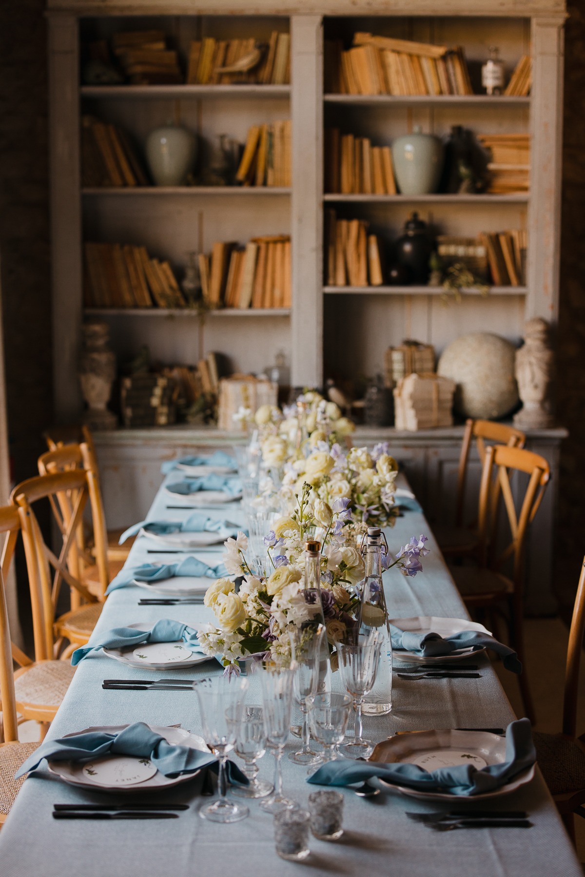 classic blue and white reception