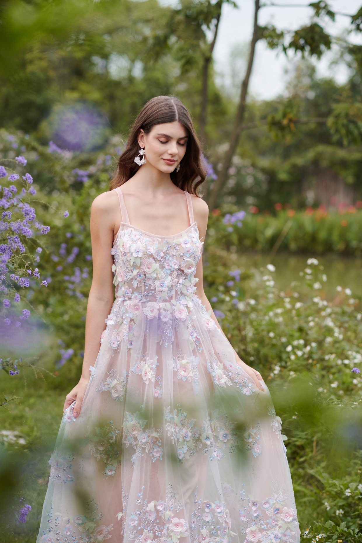 pastel 3D floral wedding dress from AW Bridal