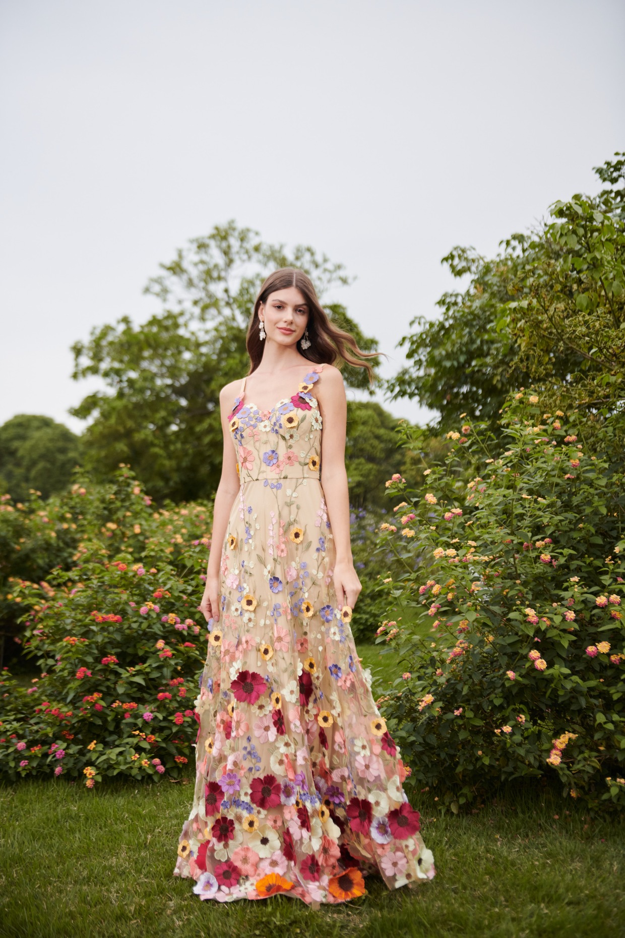 rainbow floral dress with champagne lining from AW Bridal