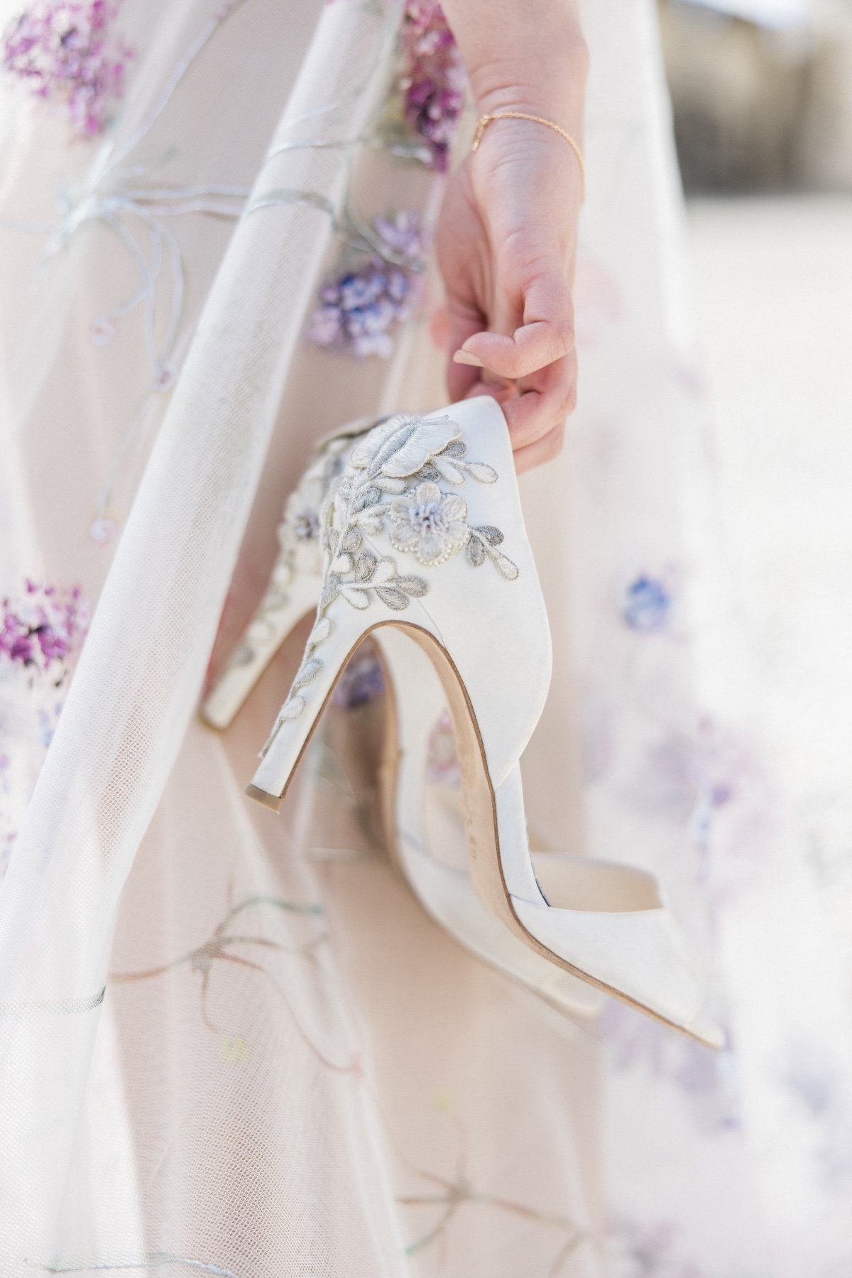 floral embroidered wedding shoes