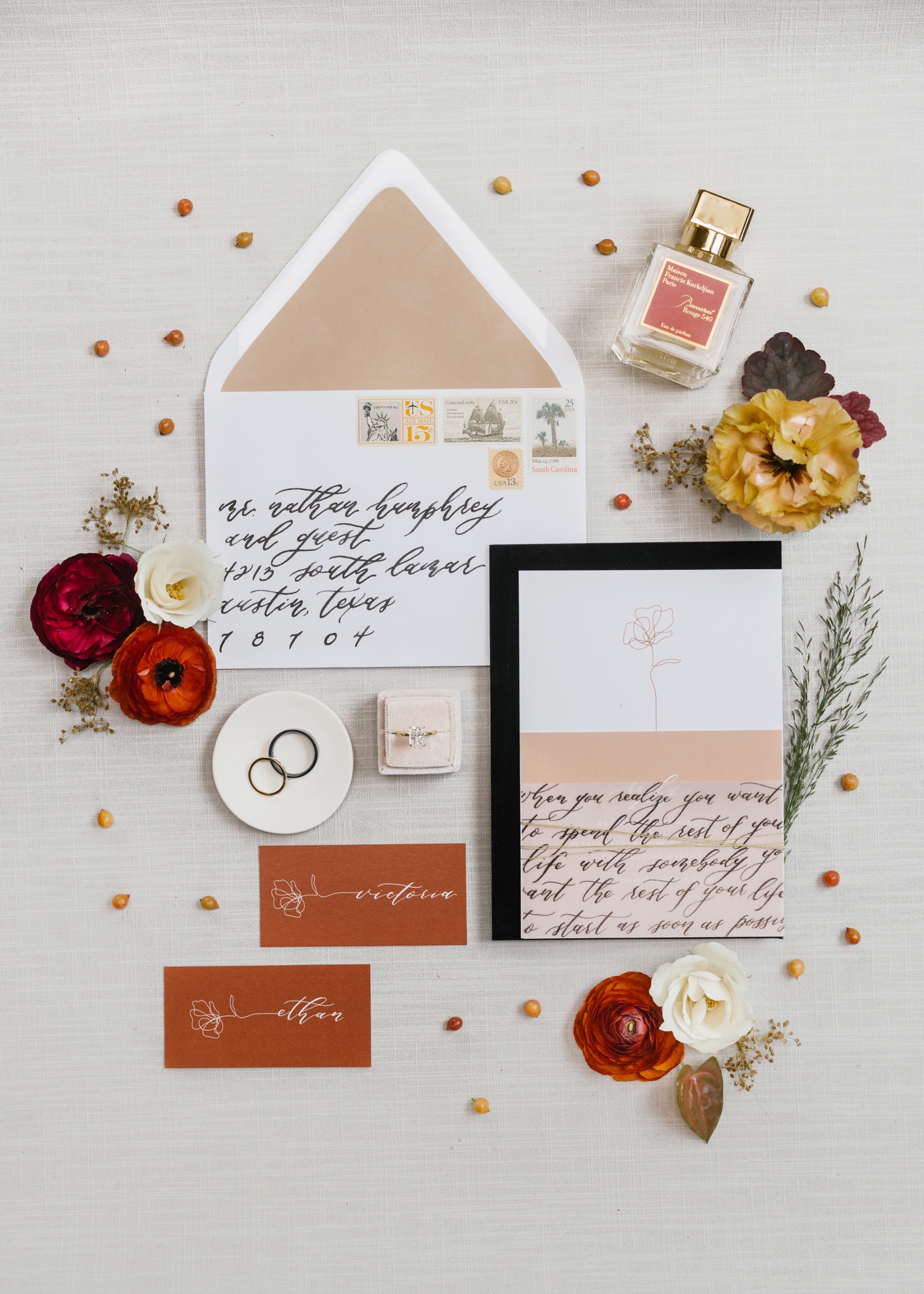 Moody fall palette invitation suite