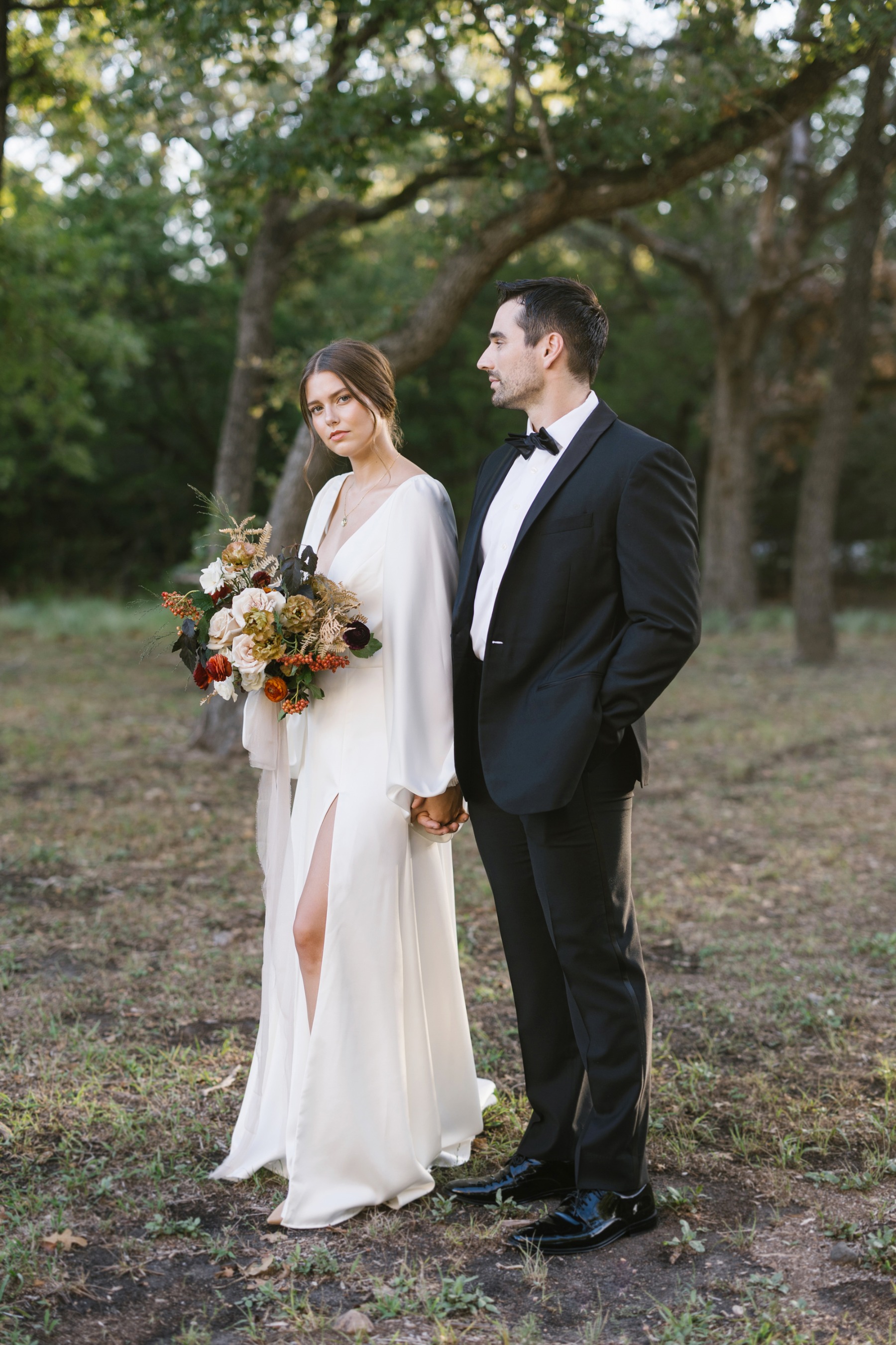 Elegant and modern bride and groom