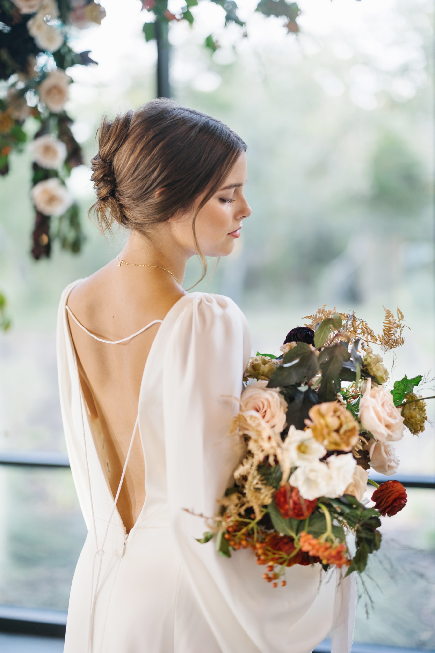 Elegant low back wedding gown