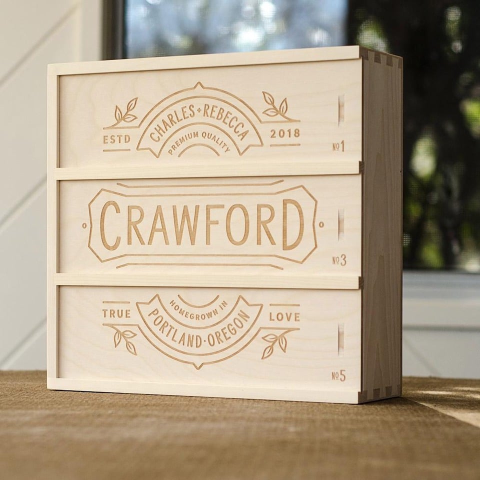 wedding anniversary wine box gift by Artificer Wood Works