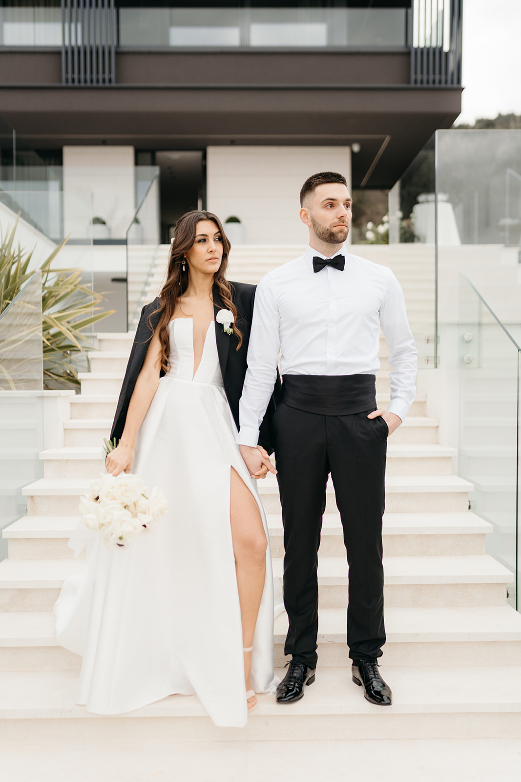 Modern and chic bride and groom 